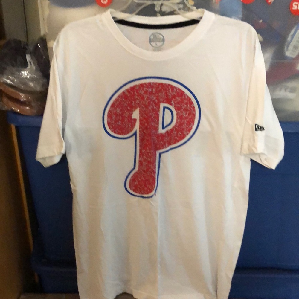 MLB Philadelphia Phillies White Tee with Red P & Blue Outline